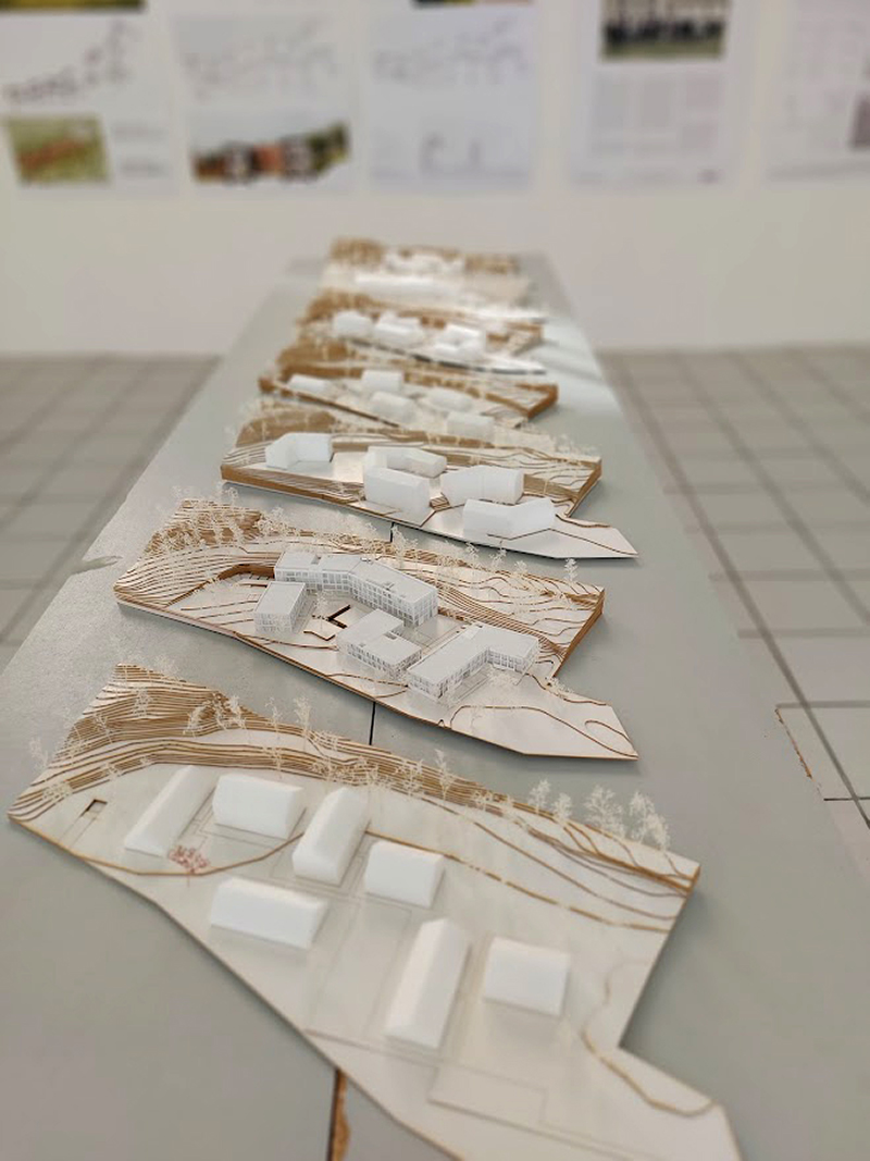 Sechs Modelle von Ideen, wie der Untere Hardthof weiterentwickelt werden könnte, haben Studierende des Fachbereichs Bauwesen der THM in einer Ausstellung gezeigt. (Foto: THM)