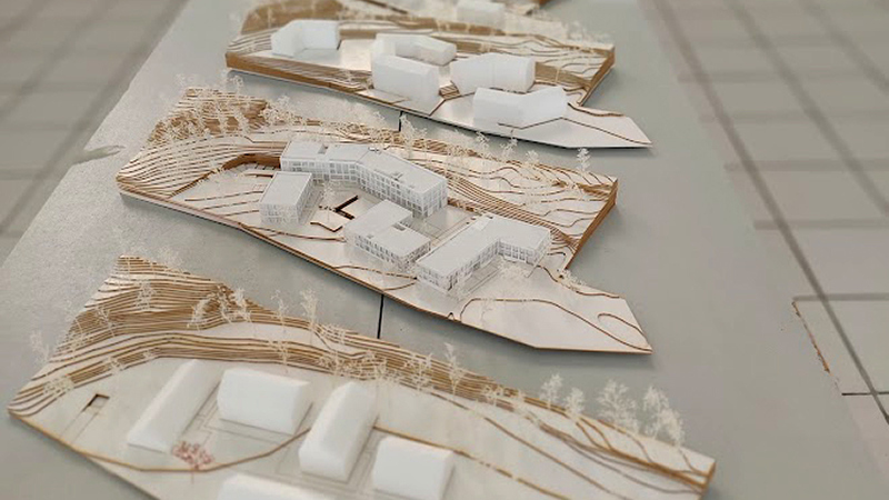 Sechs Modelle von Ideen, wie der Untere Hardthof weiterentwickelt werden könnte, haben Studierende des Fachbereichs Bauwesen der THM in einer Ausstellung gezeigt. (Foto: THM)